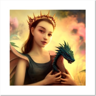 Dragon Prinsess with dragon Posters and Art